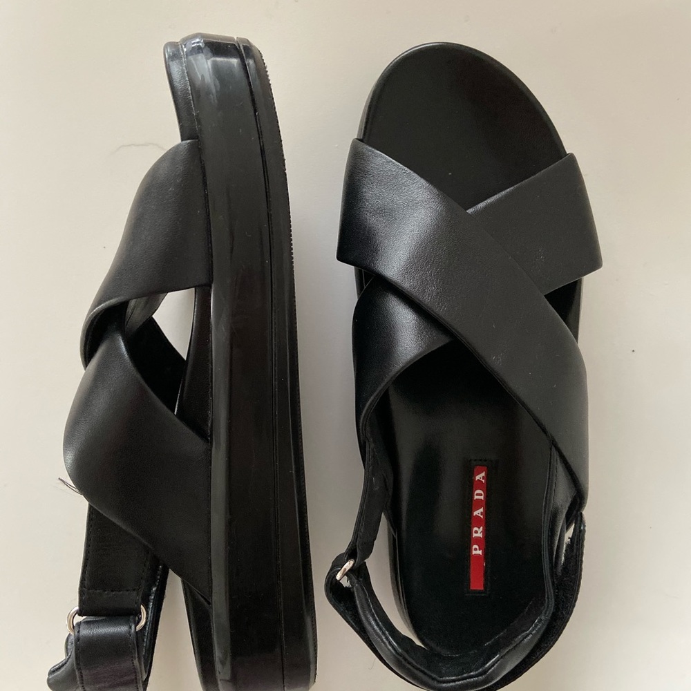 SOLD Prada Crossover Leather Strap Sandals - Picture 2 of 4
